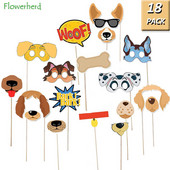 Pachet de 18 elemente de recuzită pentru costume de petrecere pentru cățeluș, pachet de 18 elemente de recuzită pentru cabină foto pentru decorațiuni de petrecere cu tematică pentru câini