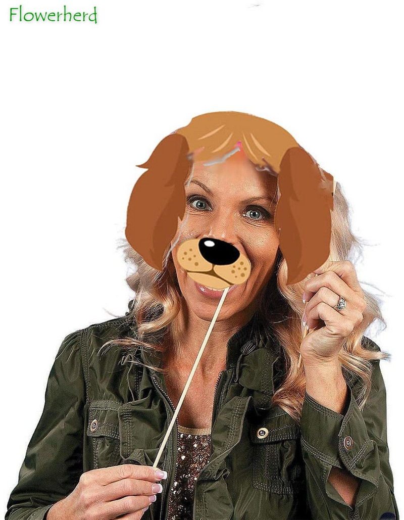 Pachet de 18 elemente de recuzită pentru costume de petrecere pentru cățeluș, pachet de 18 elemente de recuzită pentru cabină foto pentru decorațiuni de petrecere cu tematică pentru câini