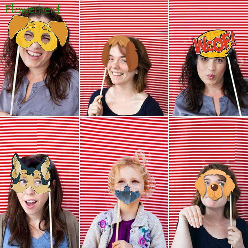 Pachet de 18 elemente de recuzită pentru costume de petrecere pentru cățeluș, pachet de 18 elemente de recuzită pentru cabină foto pentru decorațiuni de petrecere cu tematică pentru câini