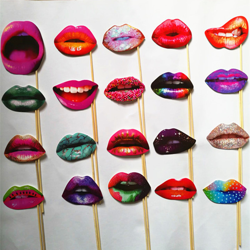 20 τεμ./Σετ για ενήλικες Funny Lip Mouth DIY Photobooth Props Διακόσμηση γάμου DIY Photo Booth Διακοσμήσεις για πάρτι γενεθλίων