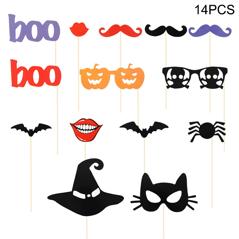 Multi-stiilis naljakad Halloweeni fotokabiini rekvisiidid Kõrvitsa kummitustrikk või maiuspala käeshoitav pildistamisrekvisiit Halloweeni peotarbed