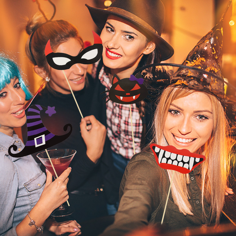 Multi-stiilis naljakad Halloweeni fotokabiini rekvisiidid Kõrvitsa kummitustrikk või maiuspala käeshoitav pildistamisrekvisiit Halloweeni peotarbed