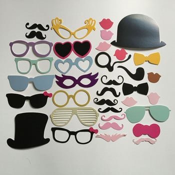 36 τεμ. Αντικείμενα φωτογραφικού θαλάμου Χαριτωμένα, αστεία και διασκεδαστικά γυαλιά μάσκας DIY με μουστάκι σε ένα ραβδί, προμήθειες για πάρτι γενεθλίων