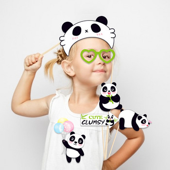 Cute China Panda Jungle Animals Happy Birthday Party Wild ONE Photo Booth Props Photobooth Props Baby Shower Party Decorations