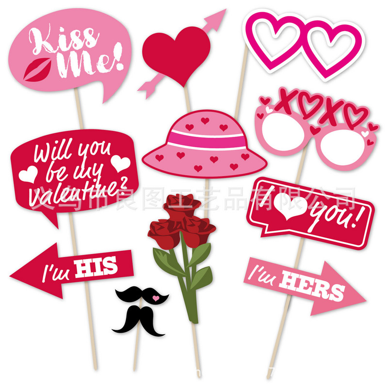 25 komada ružičasto crvenih papirnatih rekvizita za štandove Dekoracija za sretno Valentinovo Mr and Mrs Love Weeding Dekoracija za vjenčanja 2023. Rekviziti za snimanje