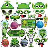 25 buc/set copii cosplay desene animate Space Saucerman joc extraterestru ANIVERSAREA petrecere hârtie foto booth recuzită baby shower decorațiuni pentru petrecere