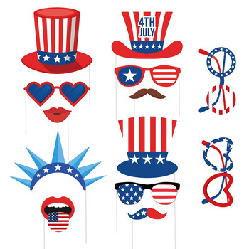 CHEEREVEAL Ημέρα της αμερικανικής ανεξαρτησίας Photobooth στηρίγματα Γυαλιά Καπέλα Η.Π.Α. Εργαλείο φωτογραφίας 4η Ιουλίου Φεστιβάλ Φεστιβάλ Διακόσμηση Προμηθειών