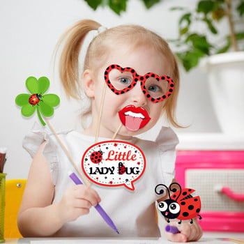 25 τμχ Άνοιξη Little Ladybug Insect Kids Baby Shower Birthday Party Photo Booth Prop Photobooth Props Wild One Party Decorations