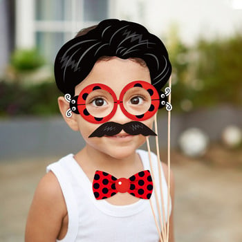 25 τμχ Άνοιξη Little Ladybug Insect Kids Baby Shower Birthday Party Photo Booth Prop Photobooth Props Wild One Party Decorations