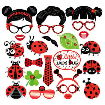 25 τμχ Άνοιξη Little Ladybug Insect Kids Baby Shower Birthday Party Photo Booth Prop Photobooth Props Wild One Party Decorations