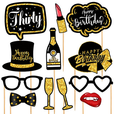 Aniversare 18-a 30-a 40-a La mulți ani Recuzită pentru cabina foto Recuzită pentru cabina foto 30 de ani Decorațiuni pentru petrecerea de aniversare Adult 40 50 60