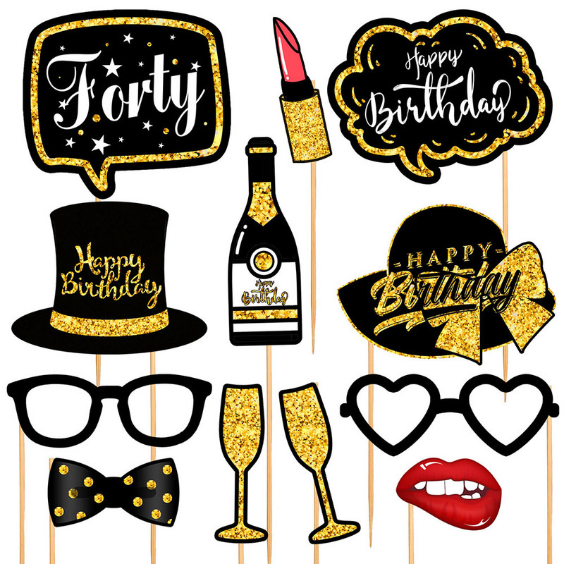 Aniversare 18-a 30-a 40-a La mulți ani Recuzită pentru cabina foto Recuzită pentru cabina foto 30 de ani Decorațiuni pentru petrecerea de aniversare Adult 40 50 60