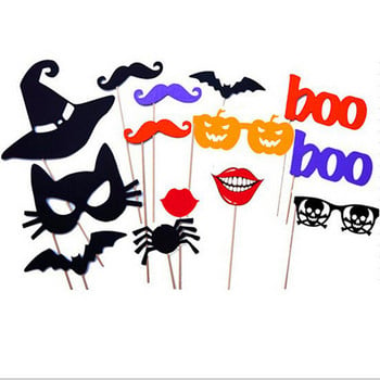 Αστεία Halloween Party Photo Booth Props DIY Moustache Lips Glasses Masks Horror Ghost Bachelor Photobooth Πασχαλινό πάρτι