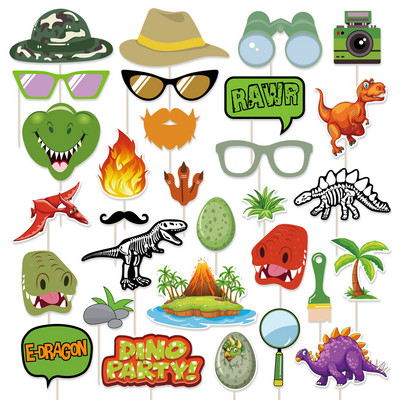 30 komada Lets Get Wild Dinosaur Party Theme Decoration Photography Prop Set Jungle Safari Dino Happy Birthday Party Decor Kids Boy