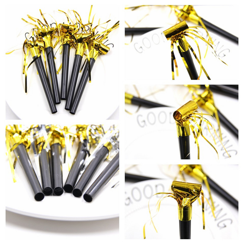 10 bucăți 11 cm auriu și argint ciucuri explozie creativ distracție fluier petrecere de aniversare producătoare de zgomot festival jucării de sărbătoare