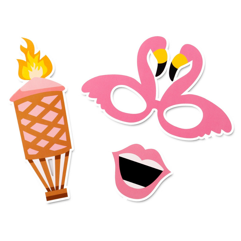 21 buc Hawaii Flamingo Photobooth Hawaiian Tropical Vară Găină Foto Booth Props Burlaci Nunta Eveniment Decoratiuni pentru petreceri