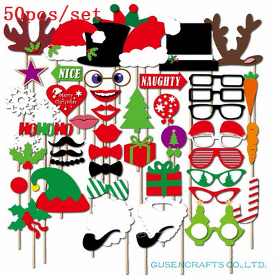 50 buc Recuzită pentru cabină foto DIY Recuzită foto de nuntă amuzantă cu un băţ de bambus Mustaţă Buze Top petrecere de Crăciun