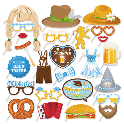 DIY New Happy Germany Oktoberfest Party Photobooth Props Party Favors Germany Beer Paper Photobooth Props Party Decorations