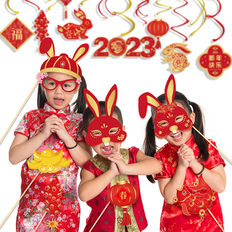 25 buc. Lanternă roșie în stil chinezesc Fericit 2023 Anul Nou chinezesc Rezită pentru cabină foto Recuzită pentru cabină foto Decorații pentru festivalul de primăvară