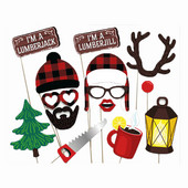 33 de bucăți Crăciun Fericit de lemne Decoratiuni pentru petreceri pentru copii Favoruri pentru petrecerea de aniversare DIY Photobooth Recuzite pentru Baby Shower