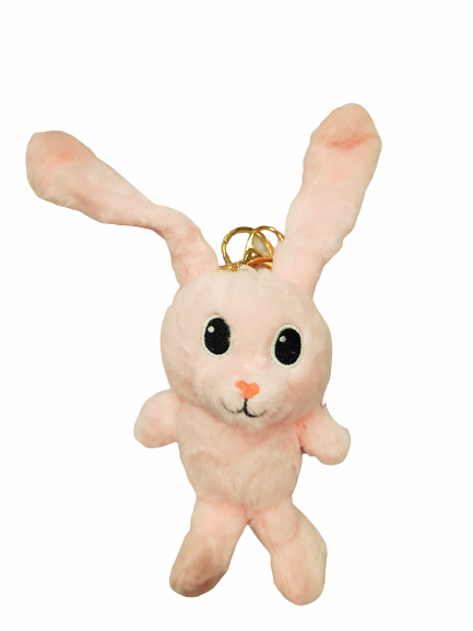 Играчка Ahelos, Заек, Плюшена, Розово, 15 см