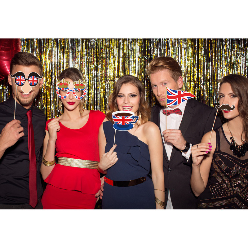 Dekoratsioonid Foto Rekvisiidid Peo juubeliks Ühendkuningriigis Booth Inglismaa päev Jack Union Isamaaline rahvuslipp Londoni kingitused Briti tee