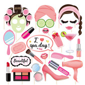 Tüdrukute meik Sünnipäevapeokaunistused DIY huulepulk, lauvärv, fotokabiini rekvisiidid Magusroosad sünnipäevapeod, soosivad tarvikud