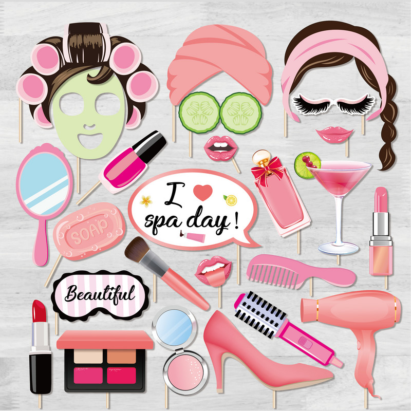 Tüdrukute meik Sünnipäevapeokaunistused DIY huulepulk, lauvärv, fotokabiini rekvisiidid Magusroosad sünnipäevapeod, soosivad tarvikud