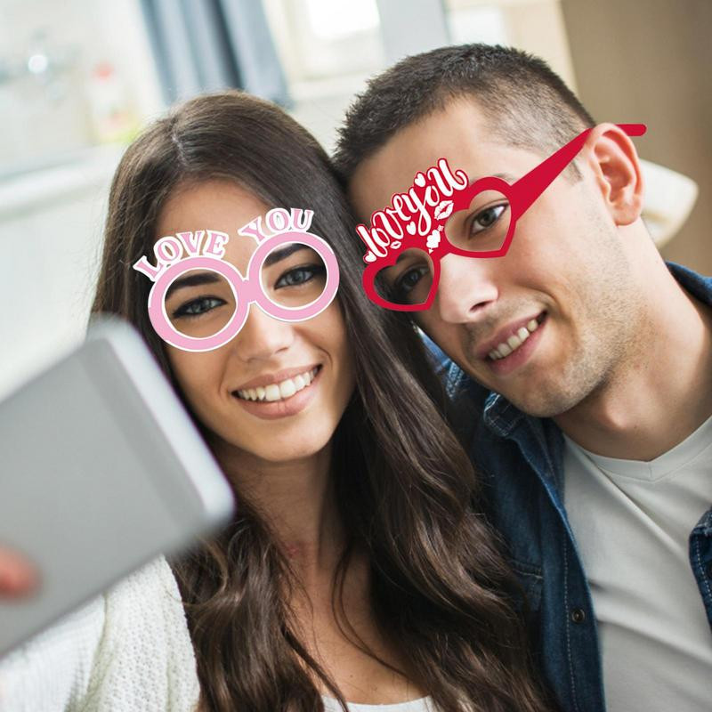 Ochelari de vedere din hârtie pentru petrecere 6 buc Set de ochelari confortabili de Ziua Îndrăgostiților, cu model de imprimare colorată, petrecere delicată de aniversare