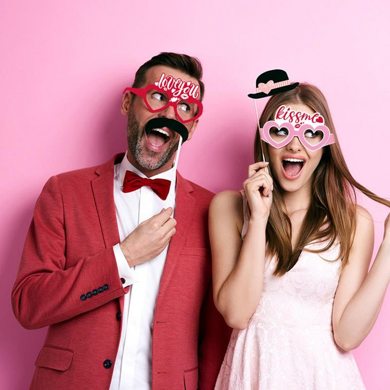 Ochelari de vedere din hârtie pentru petrecere 6 buc Set de ochelari confortabili de Ziua Îndrăgostiților, cu model de imprimare colorată, petrecere delicată de aniversare