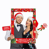 Kalėdų vakarėlio nuotraukų būdelės rekvizitai Kalėdų nuotraukų rėmeliai vakarėlio dekoravimui Kalėdų reikmenų rinkinys vaikams ir suaugusiems