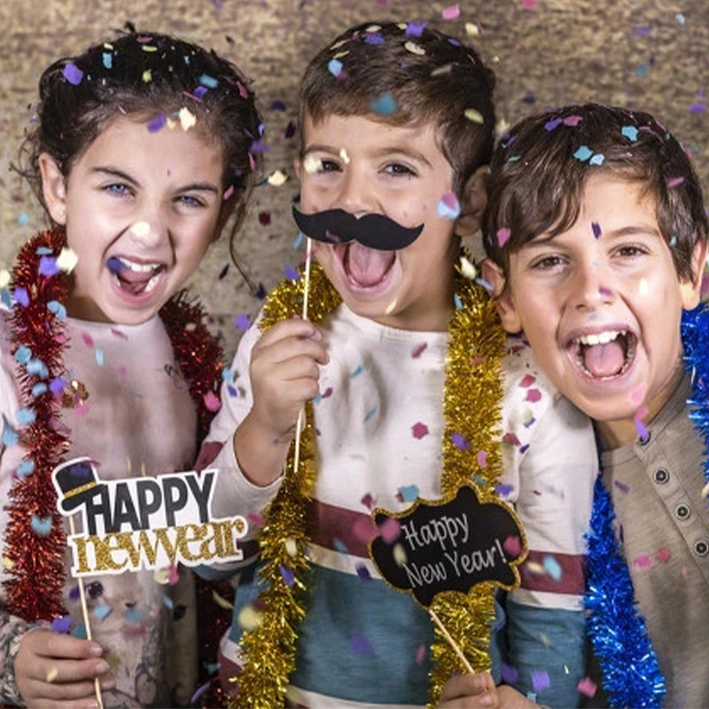2022 Happy New Year Photo Booth Props Μουστάκι Καπέλο Χείλη Γυαλιά Cheers New Year Party PhotoBooth Props Χριστουγεννιάτικη διακόσμηση