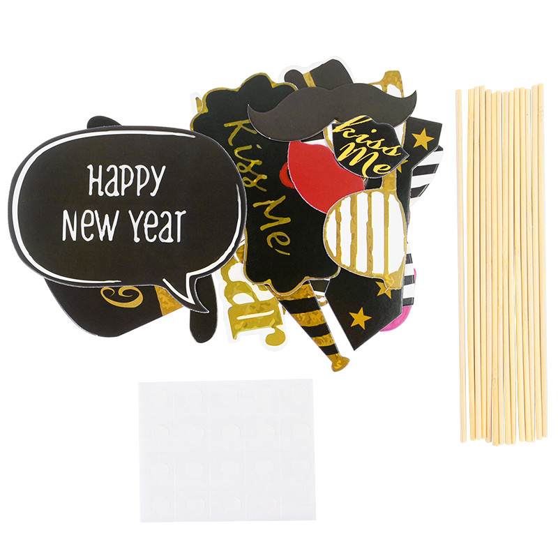 1/14/15 τμχ Χάρτινα στηρίγματα για φωτογραφικό μπομπονιέρα με ραβδί 2023 Ευτυχισμένη Πρωτοχρονιά Photobooth Σκουπ ντεκόρ Αστείες προμήθειες για χριστουγεννιάτικο πάρτι