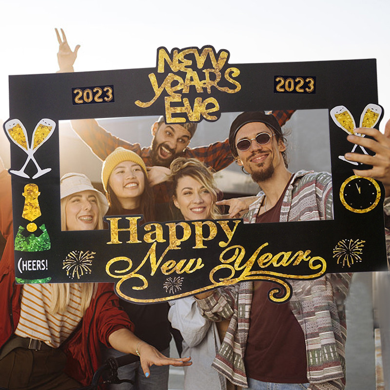 1/14/15 τμχ Χάρτινα στηρίγματα για φωτογραφικό μπομπονιέρα με ραβδί 2023 Ευτυχισμένη Πρωτοχρονιά Photobooth Σκουπ ντεκόρ Αστείες προμήθειες για χριστουγεννιάτικο πάρτι