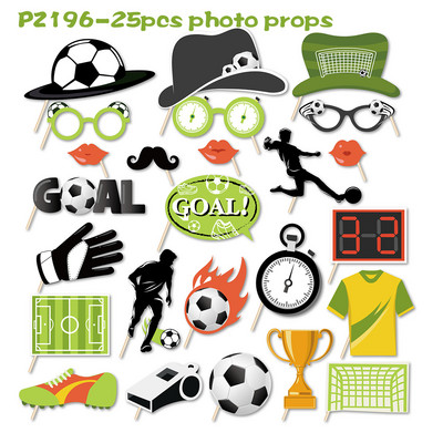 25 bucăți/set Sport Fotbal Fotbal Ziua de Naștere Hârtie Recuzită Photobooth Accesorii Fotografii Accesorii Copii Baby Shower Decoratiuni pentru petreceri