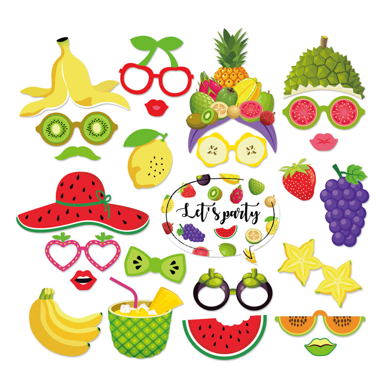 DIY Căpșuni Pepene Pepene Banană Recuzită Photobooth Carduri cu fructe de vară Decoratiuni pentru petreceri Recuzită pentru cabina foto Rechizite pentru petrecerea de aniversare