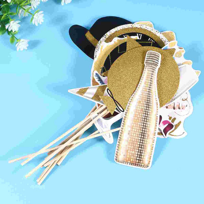 Set de 12 bucăți pentru petrecere Rechizite pentru petrecere cu sclipici din hârtie pentru petrecerea foto de zi de naștere