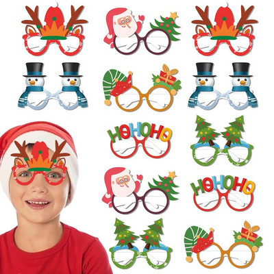 Jõuluprillide raamid Jõulupaberist prillide komplekt Paindlik paberist prillide raamid Suurepärane lõbu pühade jõulupeoks