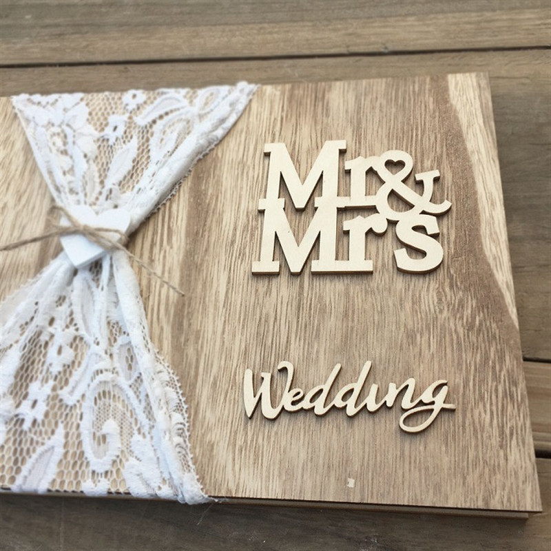 10/20/30/40 Lehekülgi Pulmakülalisteraamat Pulmasildid Puit Pulma Signature Külalisteraamat DIY fotoalbum Pulmakaunistus