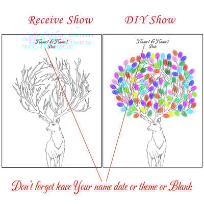 Suasmenintas vardas Data Pirštų atspaudas „Pasidaryk pats“ Vestuvių medžio lapų piešinys, skirtas vestuvių ar vestuvių metinių suvenyrui (pridedama rašalo pagalvėlė)