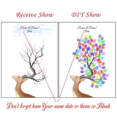 Suasmenintas vardas Data Pirštų atspaudas „Pasidaryk pats“ Vestuvių medžio lapų piešinys, skirtas vestuvių ar vestuvių metinių suvenyrui (pridedama rašalo pagalvėlė)