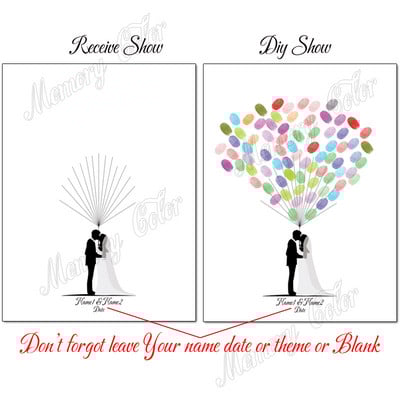 Suasmenintas vardas Data Pirštų atspaudas „Pasidaryk pats“ Vestuvių medžio lapų piešinys, skirtas vestuvių ar vestuvių metinių suvenyrui (pridedama rašalo pagalvėlė)