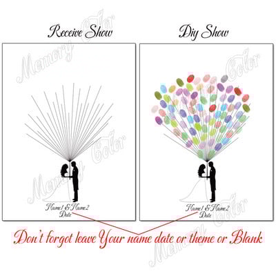 Suasmenintas vardas Data Pirštų atspaudas „Pasidaryk pats“ Vestuvių medžio lapų piešinys, skirtas vestuvių ar vestuvių metinių suvenyrui (pridedama rašalo pagalvėlė)