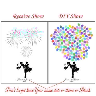 Suasmenintas vardas Data Pirštų atspaudas „Pasidaryk pats“ Vestuvių medžio lapų piešinys, skirtas vestuvių ar vestuvių metinių suvenyrui (pridedama rašalo pagalvėlė)