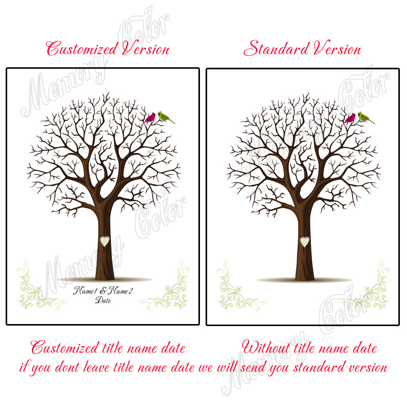 Suasmenintas vardas Data Pirštų atspaudas „Pasidaryk pats“ Vestuvių medžio lapų piešinys, skirtas vestuvių ar vestuvių metinių suvenyrui (pridedama rašalo pagalvėlė)