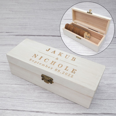 Individualizuota vestuvių svečių knyga Kaimiška vestuvių atminimo dėžutė Alternatyvi graviruota medinė vestuvių svečių knyga Dėžutės širdelės vestuvių dovana