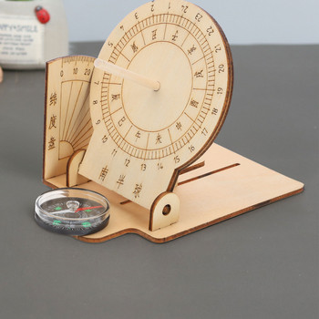 1 τμχ Ισημερινό ηλιακό ρολόι Ξύλινο ρολόι ηλιακό ρολόι εκμάθησης ώρας σετ δραστηριότητας Ξύλινο κιτ κτιρίου Ρολόι