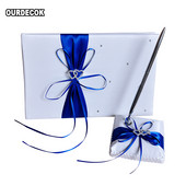 2 bucăți/set nuntă satin carte de semnătură set de stilouri cu stras bowknot perle decor aprovizionare produse pentru petrecerea de nuntă