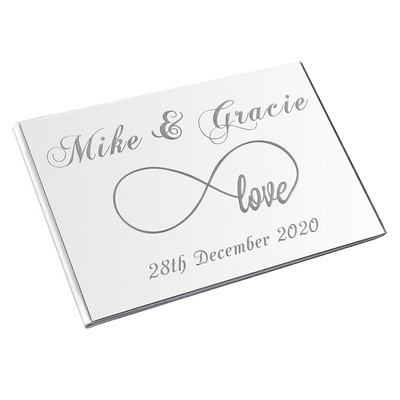 Isikupärastatud graveeritud akrüülpeegel Pulmakülaliste raamatu allkiri Esikaanel Pruudi Peigmehe Pruudi nimi Külalisteraamat Peokink