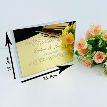 Персонализирано огледало Златно сребро Книга за гости Персонализирани сватбени детайли Подпис на гостите Кръщене Книга за гости Рецепция Парти декорация